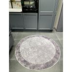 Brillant Geometrik Çizgili Lateks Deri Taban Saçaksız Mutfak Halısı - Gri - 100 x 100 cm