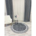 Brillant Gri Renk Iskandinav Tarzı Kaymaz Taban Sisal Görünüm Daire Halı - Gri - Gri - 120 x 120 cm