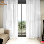 Brillant İnce Çizgili Etek Kurşunlu 1/2.5 Pile Ekru 100x270 cm Tül Perde