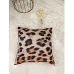 Brillant Keten Görünümlü Leopar Desenli Kırlent Kılıfı 45 x 45 - 45 x 45 cm - Kahverengi
