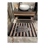 Brillant Leopar Desen Çizgili Tekli Banyo Paspası - Bej-kahverengi Ebat (60x100)