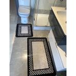 Brillant Melany 2'Li Lateks Taban Banyo Paspas Takımı (Ebat 60x100 - 60x50) - Gri - Siyah - Gri Siyah