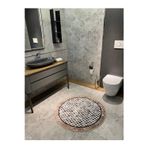 Brillant Robert Dama Desen Saçaksız Yuvarlak Banyo Paspası - Kahverengi Ebat 100x100