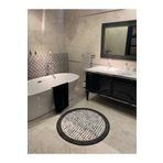 Brillant Robert Dama Desen Saçaksız Yuvarlak Banyo Paspası - Siyah Ebat 100x100