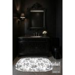 Brillant Toile De Jouy Temalı Tekli Lateks Taban Banyo Paspası (60X100) - Siyah - 60x100 cm