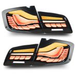 Brilluxa Full LED kuyruk lambaları, dinamik arka lamba sıralı dönüş sinyali, 5 Seri F10 M5 2010-2016 ile uyumlu, otomatik fren ışığı montajı değiştirme (Smoked Black)
