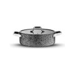 Brioni Stone-H Çizilmez Yanmaz Yapışmaz Indüksiyonlu 22 cm Basık Tencere - Gri