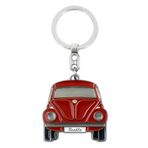 BRISA VW Collection - Volkswagen Emaye Metal Anahtarlık Halkası, Böcek Tasarımlı Aksesuar (Ön/Kırmızı)