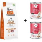 Brit Care Hypo-Allergenic Orta Irk Kuzulu 12 kg Yetişkin Köpek Maması + 2x400 gr Chefs Choice Kuzulu Pirinçli Ezme Yetişkin Köpek Konserve Maması