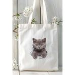 British Shorthairt Kedi Kişiye Özel Baskılı Bez Çanta Omuz Çantası Desen 12