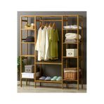 BRK Design Ahşap Ahşap Gardırop 150 X 140 X 30 Cm Açık Gardırop Elbise Askılığı