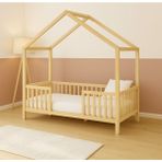 BRK Design Montessori Ahşap Çocuk Yatak Çatılı Ayaklı - 70 x 130 cm
