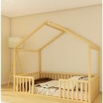 BRK Design Montessori Yer Yatağı – Çatılı Ev Tipi Çocuk Karyolası - Ahşap - 70 x 130 cm