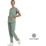Brl Scruble | Likralı Doktor ve Hemşire Forması Unisex Cerrahi Takım - Küf Yeşili - XS