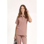 BRL Üniforma Tek Üst Likralı Unisex Doktor ve Hemşire Cerrahi Forması Koyu Pudra | Medizip - 2XS