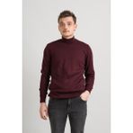 Brng Slimfit Boğazlı Likralı Erkek Triko Kazak - Bordo