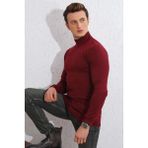 Brng Yarım Balıkçı Slimfit Likralı Erkek Kazak - Bordo