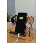 Brntech 3D Minimalist 3D Baskı Masaüstü Organizer – Telefon, Saat ve Gözlük Standı - Kahverengi - Siyah