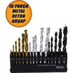 Bro Matkap Ucu Set 16'lı Paket Beton Duvar Ahşap Metal Çelik Delme Değişik Uzunluk Çap Uç Seti - Standart - Gri