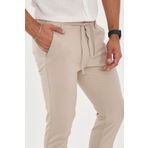 BROCARD Erkek Jogger Slimfit Bel Yarım Lastikli Bej Kumaş Pantolon