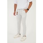 BROCARD Erkek Jogger Slimfit Bel Yarım Lastikli Duble Paça Açık Gri Kumaş Pantolon
