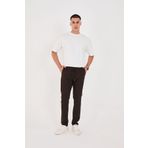 BROCARD Erkek Jogger Slimfit Bel Yarım Lastikli Kahve Kumaş Pantolon