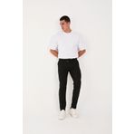 BROCARD Erkek Jogger Slimfit Bel Yarım Lastikli Siyah Kumaş Pantolon