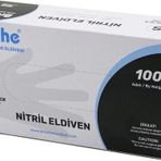 Broch S Beden Siyah Pudrasız Nitril Muayene Eldiveni 100lü