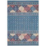 Brodnica Mavi Modern Geometrik Etnik Eskitme Desenli Boho Makinada Yıkanabilir Hafif Hav Toz Vermez Leke Tutmaz Kaymaz Taban Dijital Makine Baskı Halı Oturma Odası Salon Yolluk Koridor Mutfak Halısı