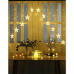 Brokoli Home 12 Saçaklı Yıldız Perde LED Gün Işığı 2,5 Metre Fişli 8 Fonksiyonlu Ramazan Led Işık Şerit Let Ramazan Süsü - 255 cm
