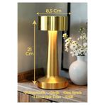 Brokoli Home Dokunmatik Masa Gece Lambası Dokunmatik Lamba Abajur Led Şarjlı Masa Lambası Gold Boy:21 Cm Ledli