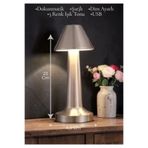 Brokoli Home Dokunmatik Masa Ve Gece Lambası Dokunmatik Lamba Abajur Led Şarjlı Masa Lambası Ledli Silver 23cm