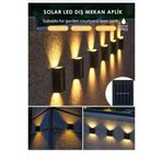 Brokoli Home Solar Çift Taraflı Duvar Lambası Güneş Enerjili Aydınlatma Dekorasyon Aplik Işık