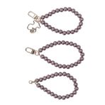 BROLEO İnci El Bilek İpi, Metal Toka İnce Parlatma 10mm İnci Anahtarlık 3 Adet Anahtarlıklar Için (H35 Kum Kahvesi)