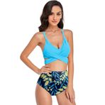 Brong B-Mavi Push Up Yüksek Bel Halter XL Kadın Bikini Takımı