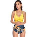 Brong B-Sarı Push Up Yüksek Bel Halter L Kadın Bikini Takımı