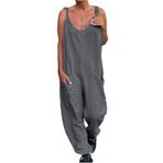 Brong Dungarees Gri Bol Cepli Kolsuz Kadın Tulum