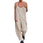 Brong Dungarees Haki Bol Cepli Kolsuz Kadın Tulum