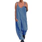 Brong Dungarees Mavi Bol Cepli Kolsuz Kadın Tulum