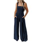 Brong Dungarees Strappy Romper Mavi Uzun Cepli Kadın Tulum
