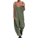 Brong Dungarees Yeşil Bol Cepli Kolsuz Kadın Tulum