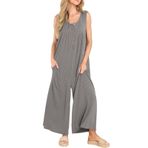 Brong Dungradees Playsuits Romper Gri Cepli Bol Kolsuz Yazlık Kadın Tulum