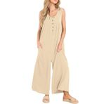 Brong Dungradees Playsuits Romper Kayısı Cepli Bol Kolsuz Yazlık Kadın Tulum