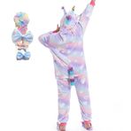 BRONG Girls Unicorn Onesie Pijama Yumuşak Pijama Çocuk Pijama Pijama Üniseks Cadılar Bayramı Kostümü Fiyonklu Saç Tokası ile”