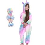 BRONG Kızlar Unicorn Onesie Pijama Yumuşak Pijama Çocuk Unisex Cadılar Bayramı Kostümü Fiyonklu Saç Tokası, renkli, 3-4 Years