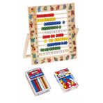 Brons Ahşap Abaküs Desenli 24x21 cm 1 Paket Sayı Fasulyesi ve Çubuğu Seti