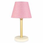 Bronz Gövdeli Abajur Pembe Dokuma
