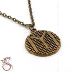 BRONZ METAL KAYI BOYU OK YAY IYI YAZILI ERKEK KOLYE Q0163