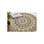 Brooklyn Hasır Görünümlü Kaymaz Dokuma Modern Yuvarlak Kilim BRK08 Siyah, 130 x 130