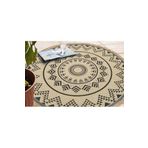 Brooklyn Hasır Görünümlü Kaymaz Dokuma Modern Yuvarlak Kilim BRK08 Siyah, 155 x 155